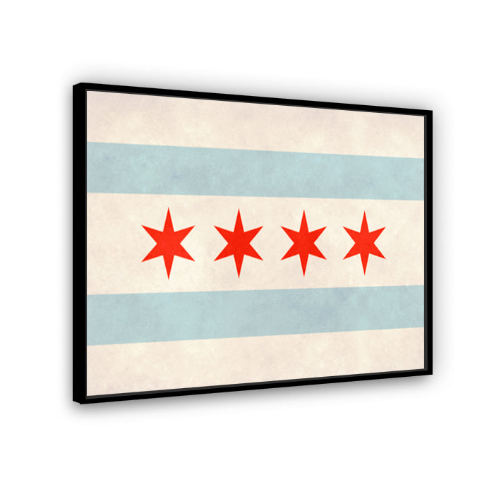 Distressed Chicago Flag Canvas Wall Art Print