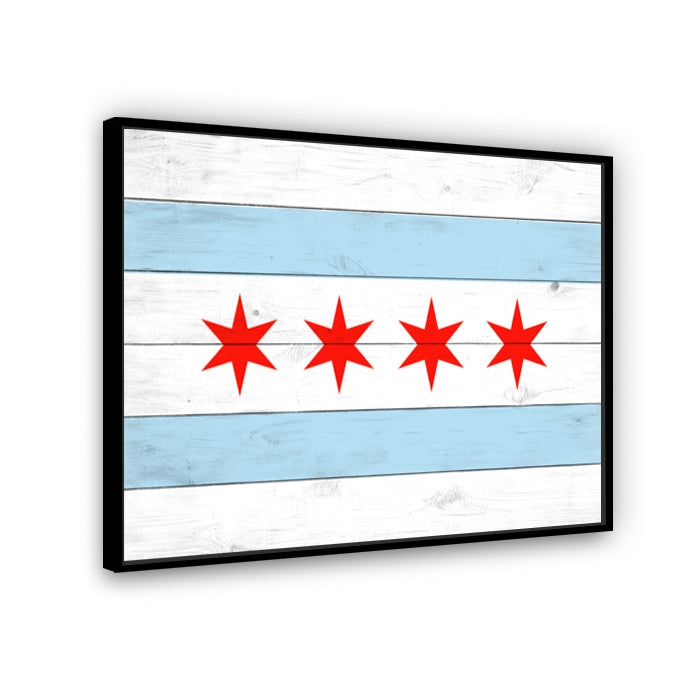 Wooden Blend Chicago Flag Canvas Wall Art Print