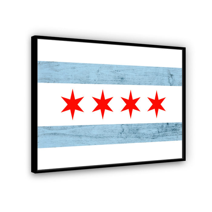 Rustic Chicago Flag Canvas Wall Art Print