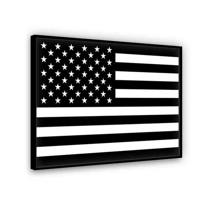 Black & White American Flag Canvas Wall Art Print