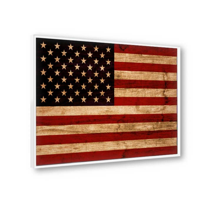 Rustic American Flag Canvas Wall Art Print