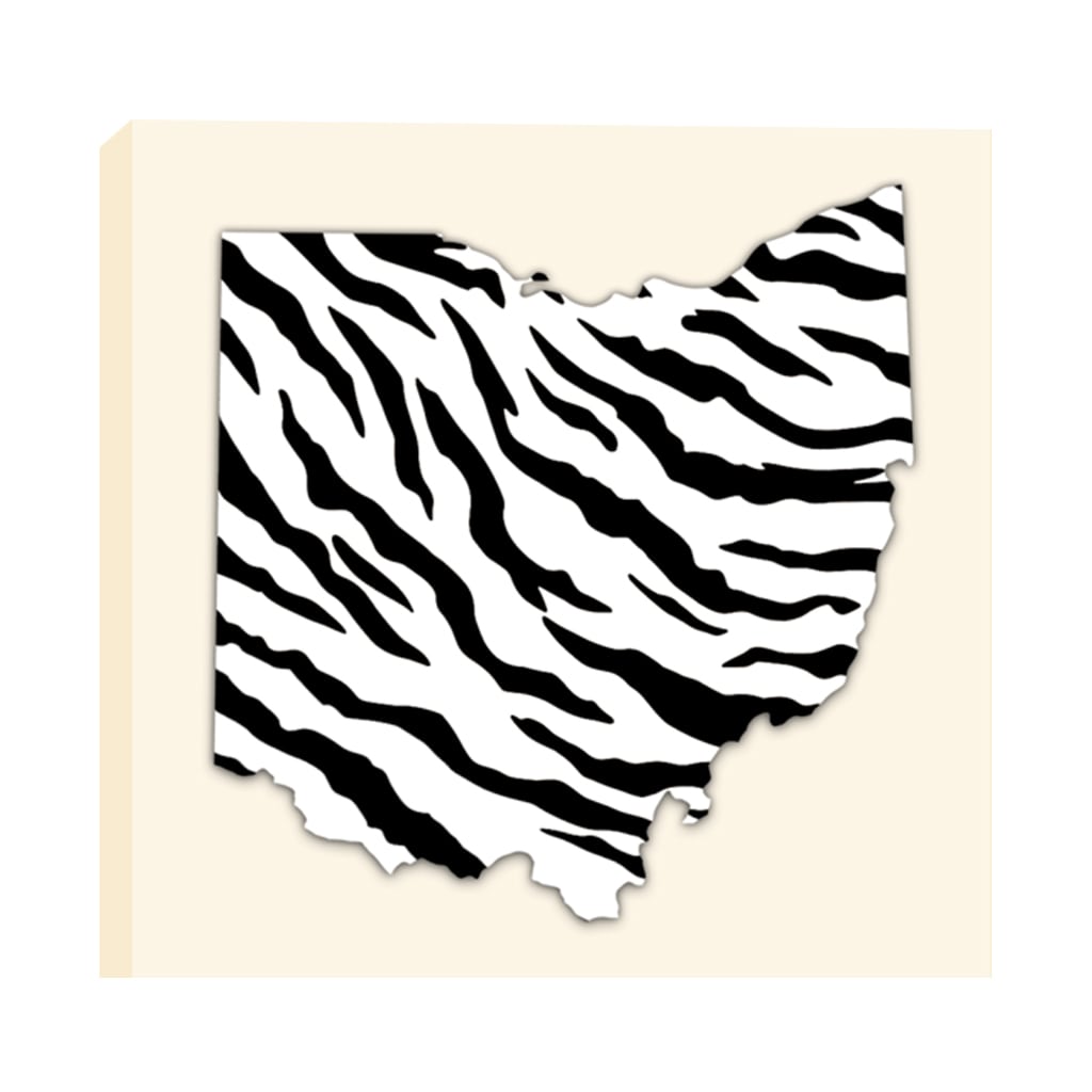 Ohio White Out Tiger Stripe Silhouette Canvas Wall Art Print