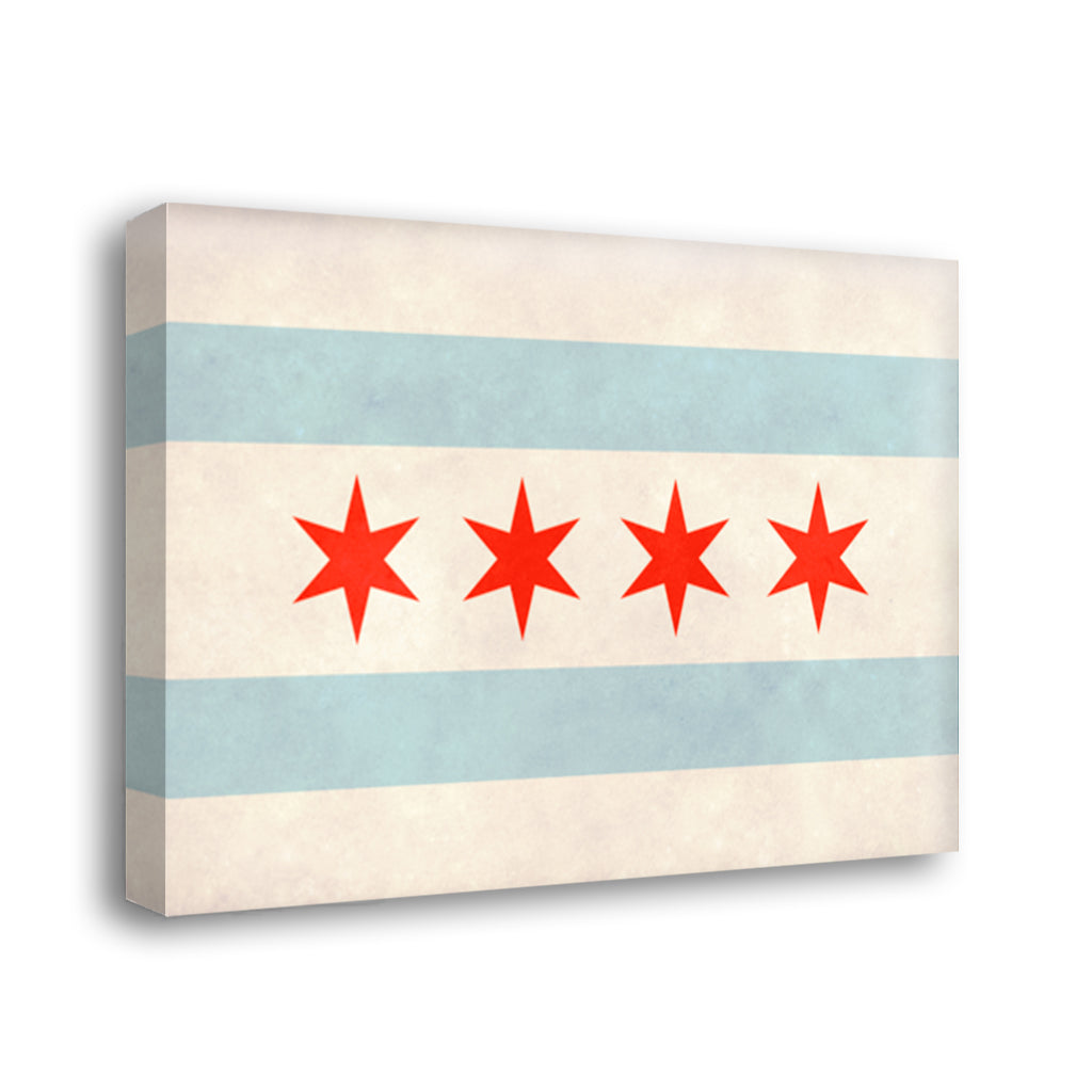 Distressed Chicago Flag Canvas Wall Art Print