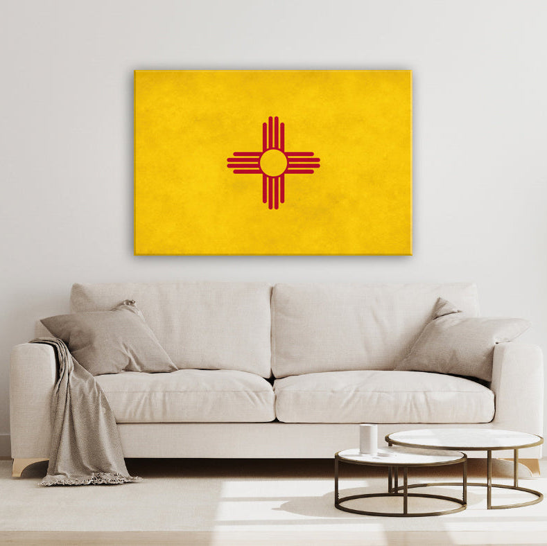 Distressed New Mexico Canvas Flag Art Print