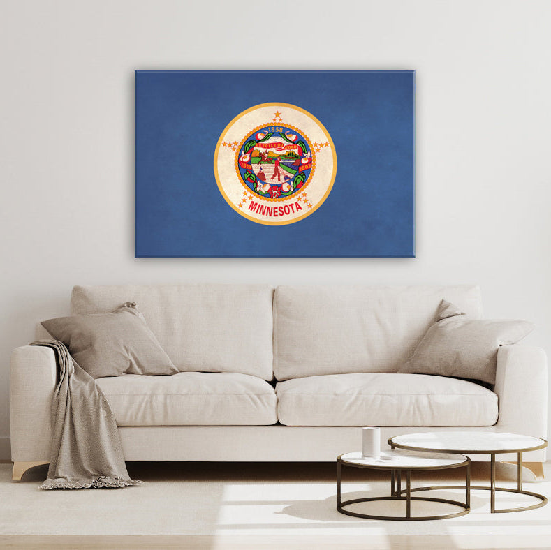 Distressed Minnesota Flag Canvas Art Print