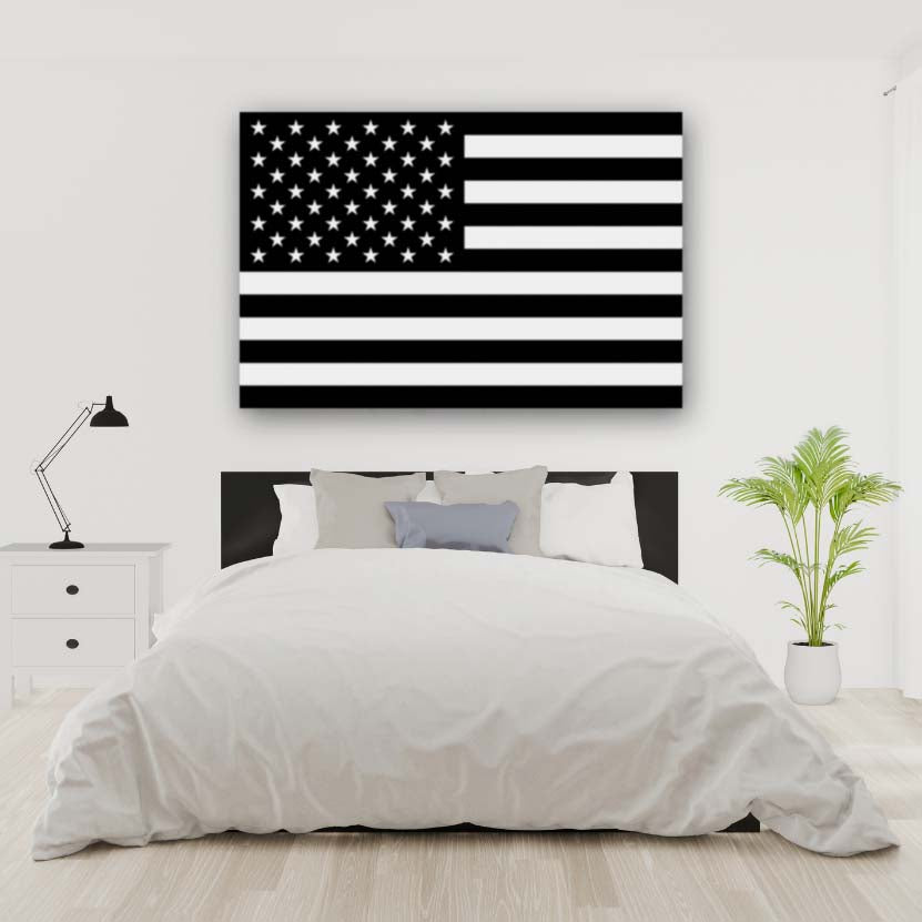 Black & White American Flag Canvas Wall Art Print