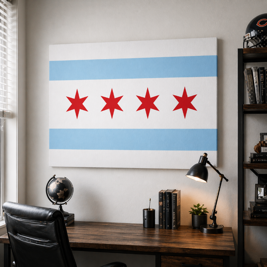 Chicago Flag Canvas Wall Art Print