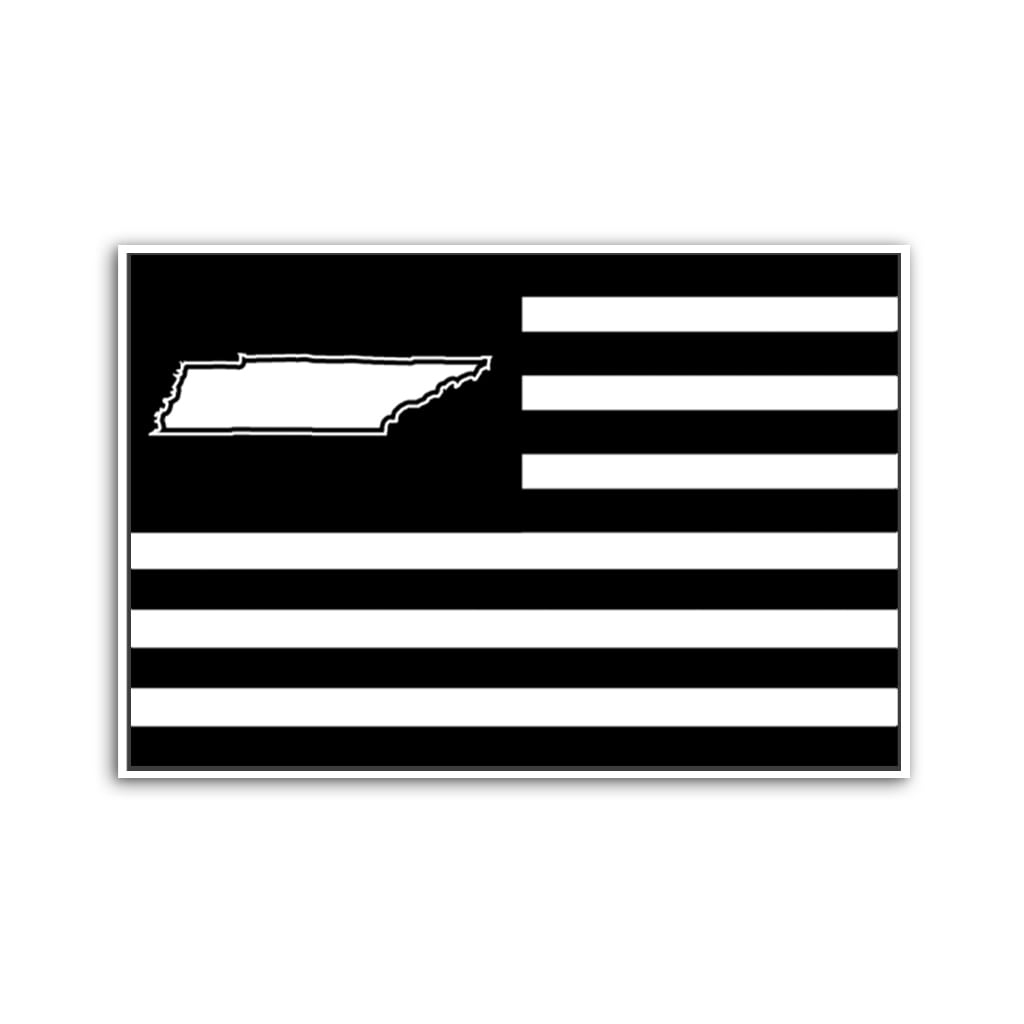 Black and White Tennessee American Flag Canvas Wall Art Print