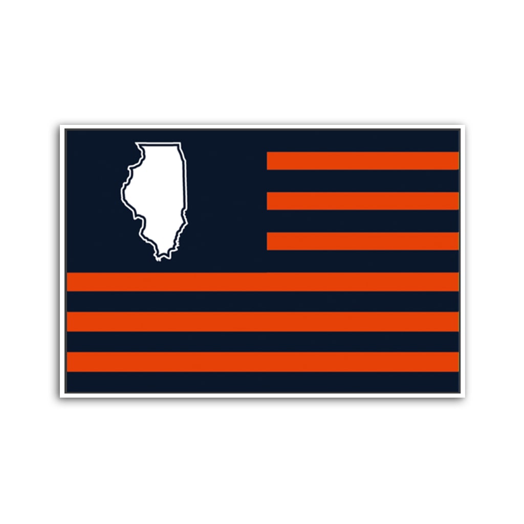 Navy and Orange Illinois American Flag Canvas Wall Art Print