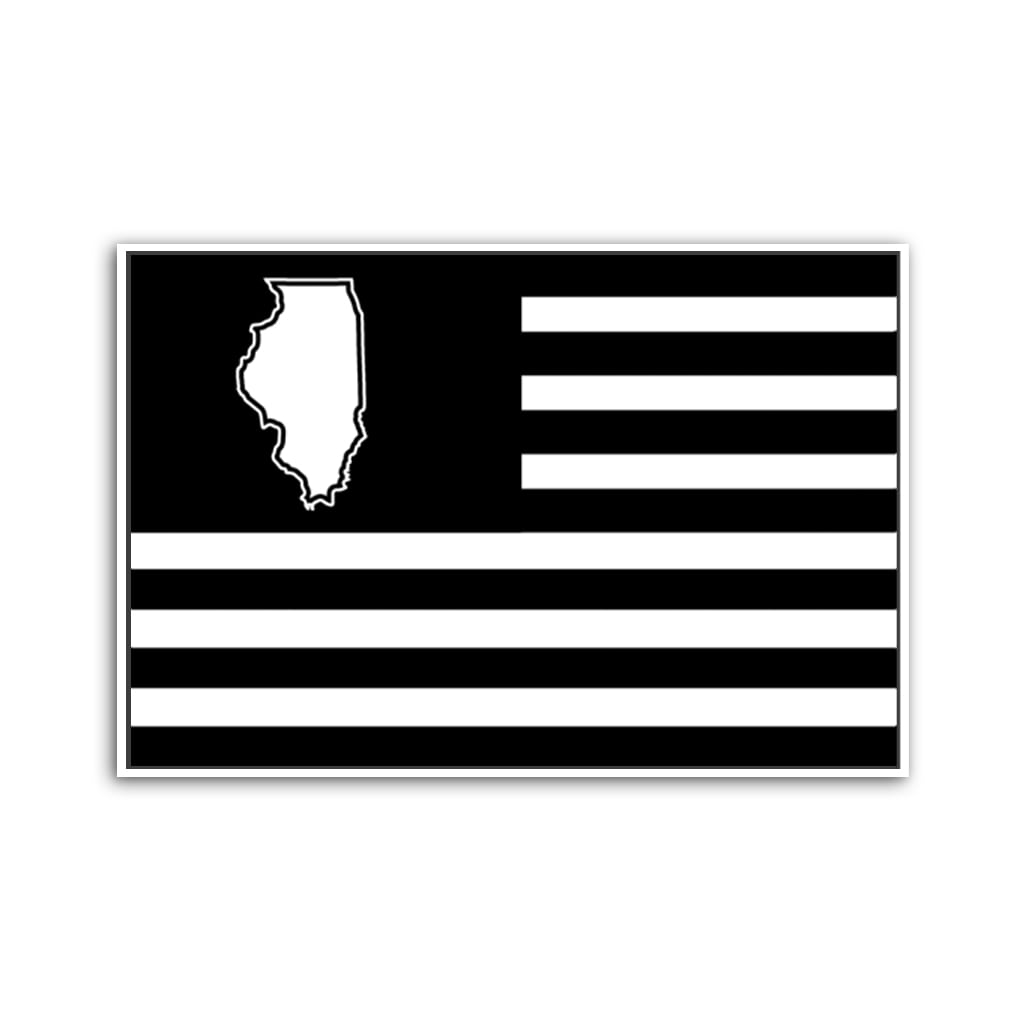 Black and White Illinois American Flag Canvas Wall Art Print