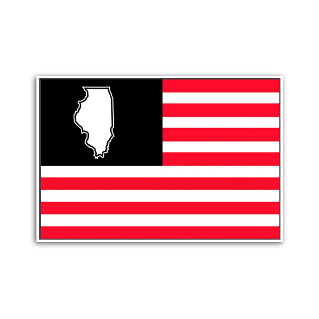 Black and Red Illinois American Flag Canvas Wall Art Print