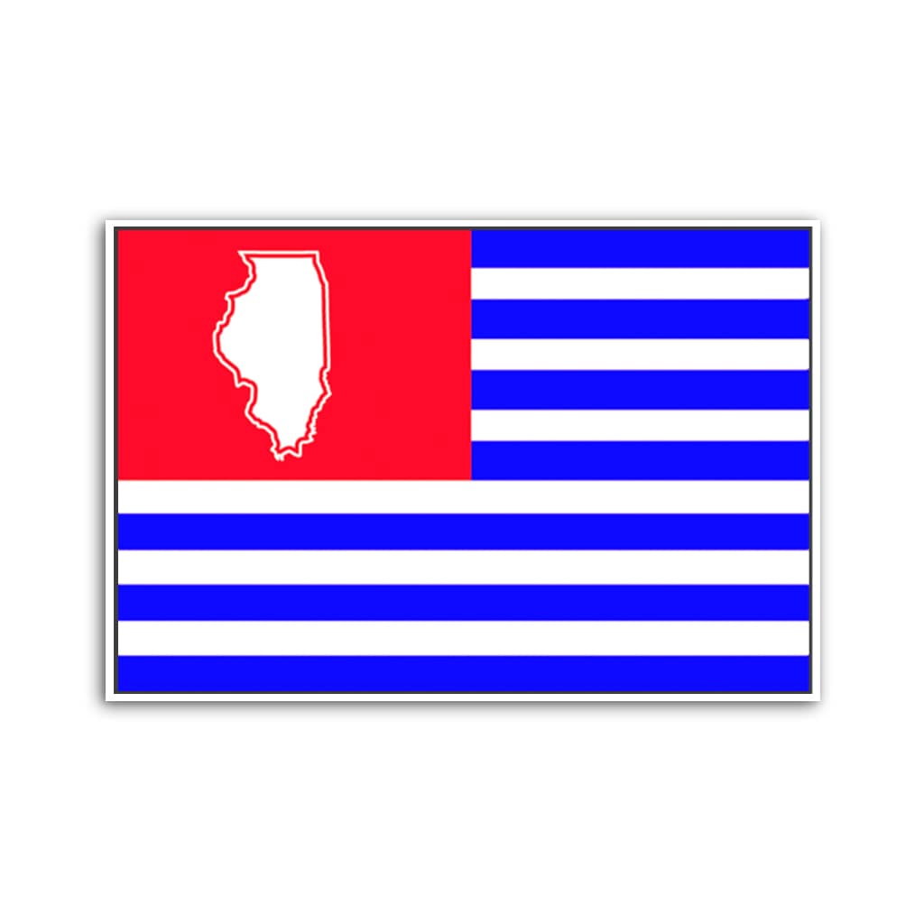 Blue and Red Illinois American Flag Canvas Wall Art Print