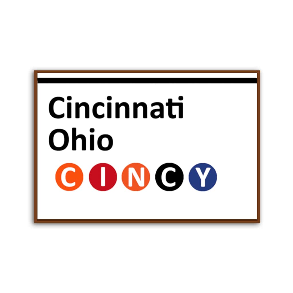 Cincinnati Subway Sign Canvas Wall Art Print - White