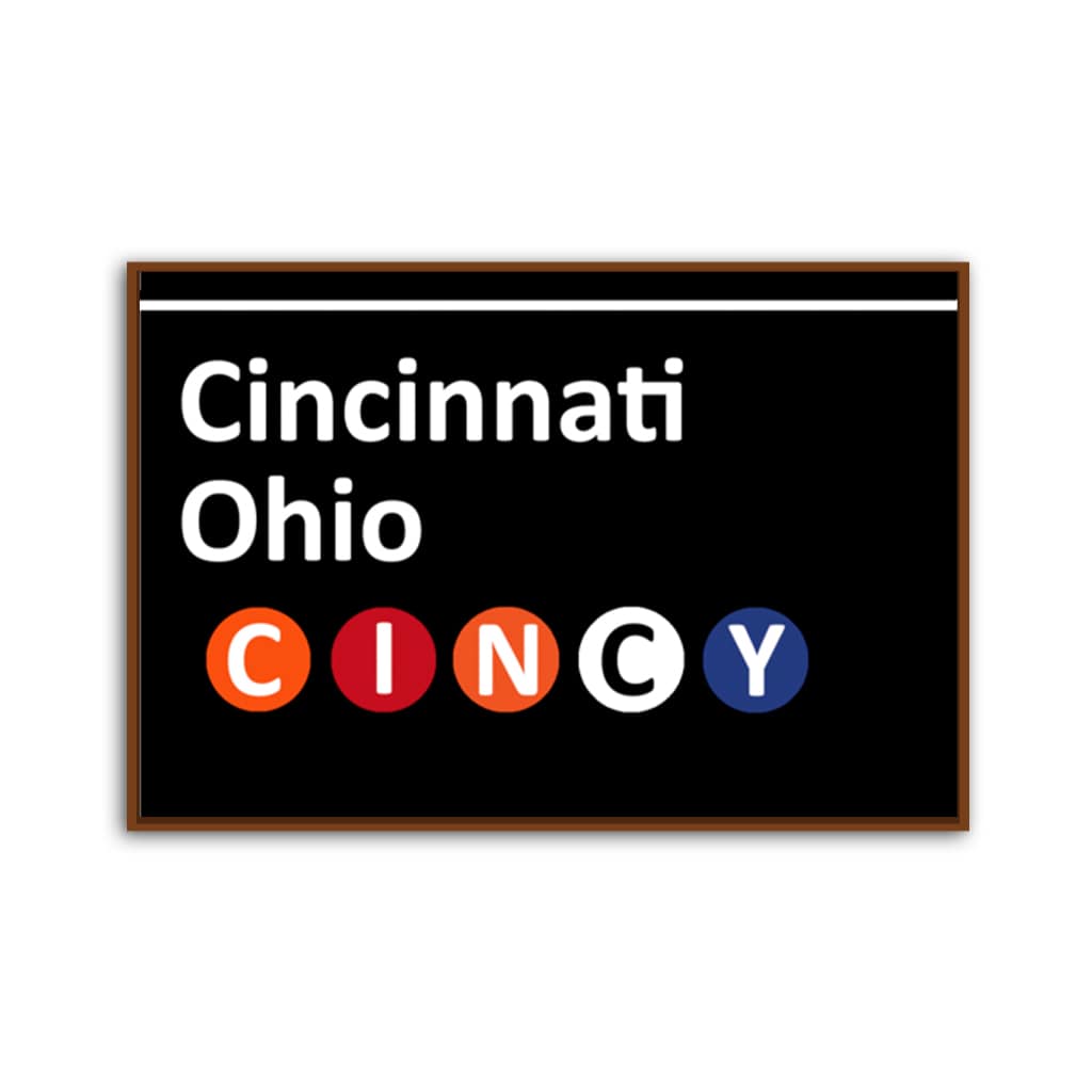 Cincinnati Subway Sign Canvas Wall Art Print - Black