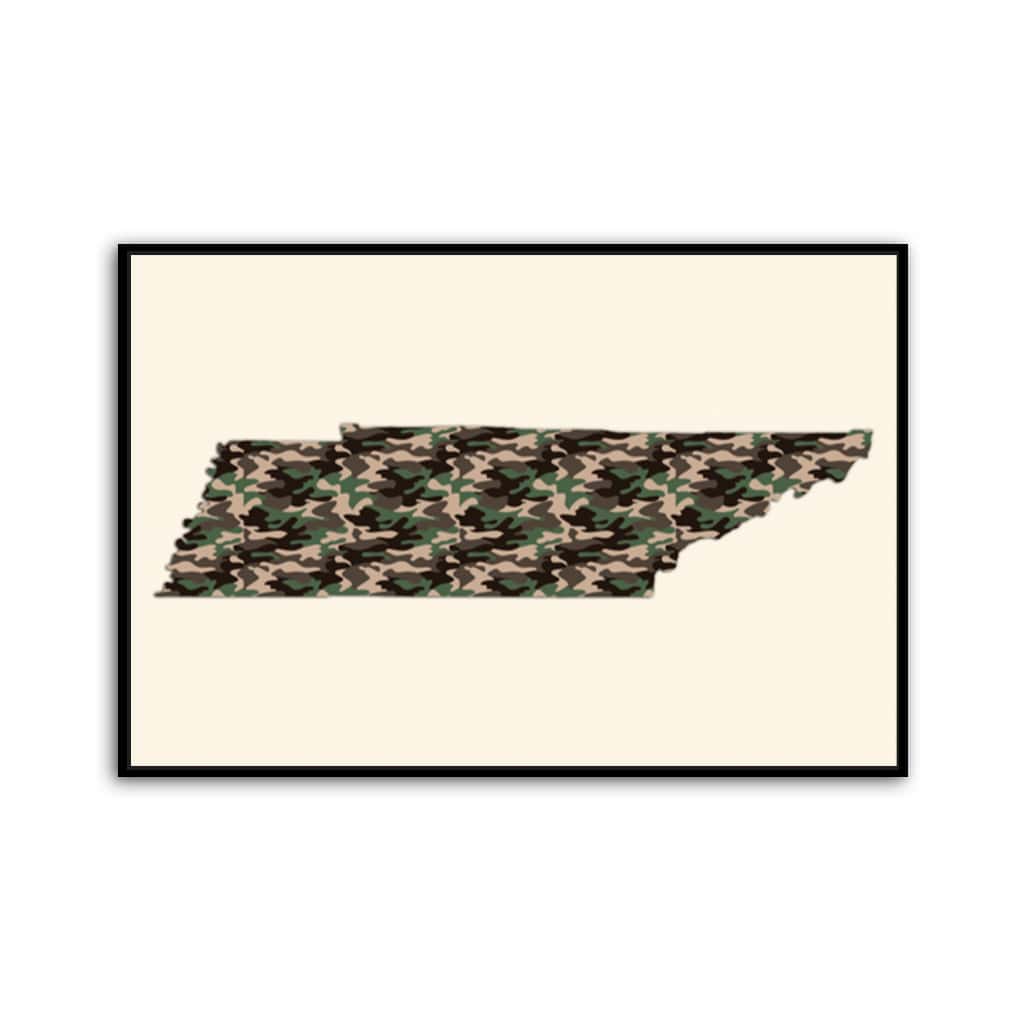 Tennessee Woodland Camo Silhouette Canvas Wall Art Print