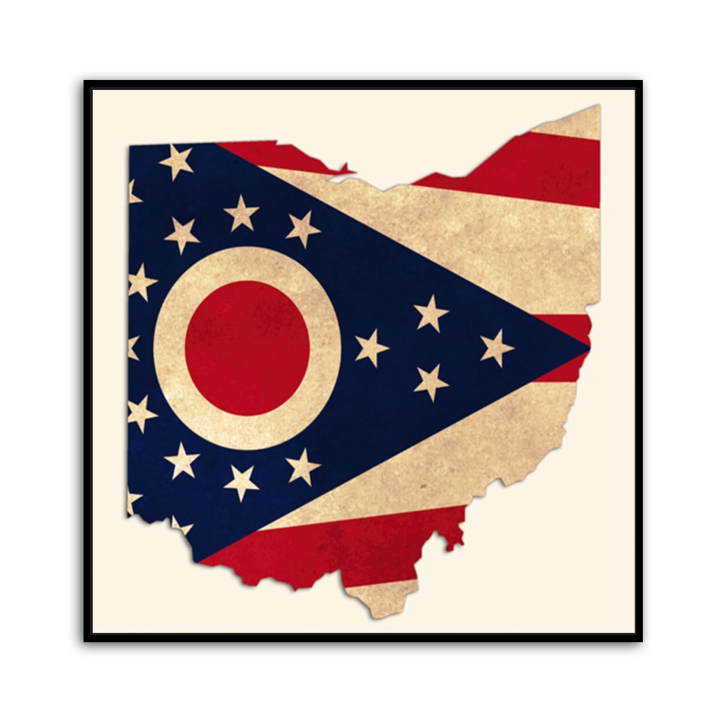 Distressed Ohio Flag Silhouette Canvas Wall Art Print