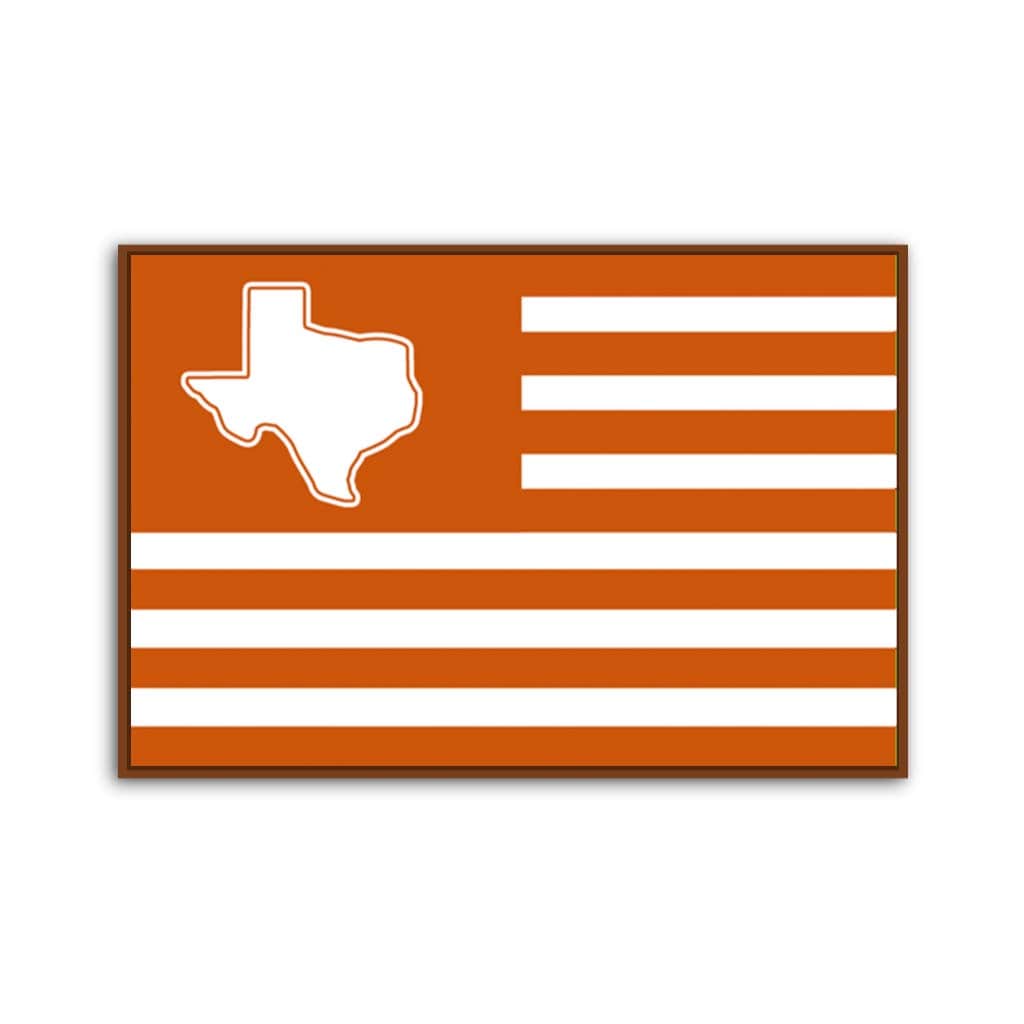 Burnt Orange and White Texas American Flag Canvas Wall Art Print