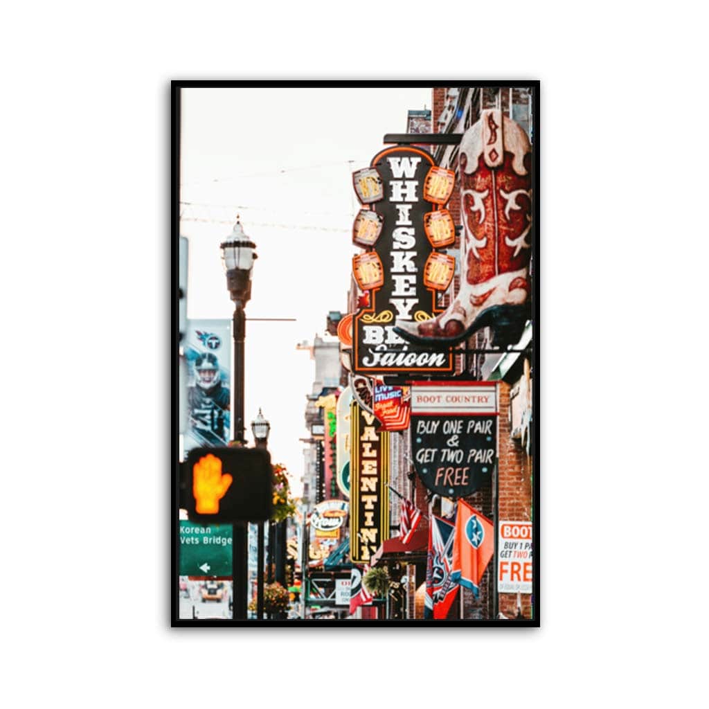 Nashville Lower Broadway Canvas Wall Art Print