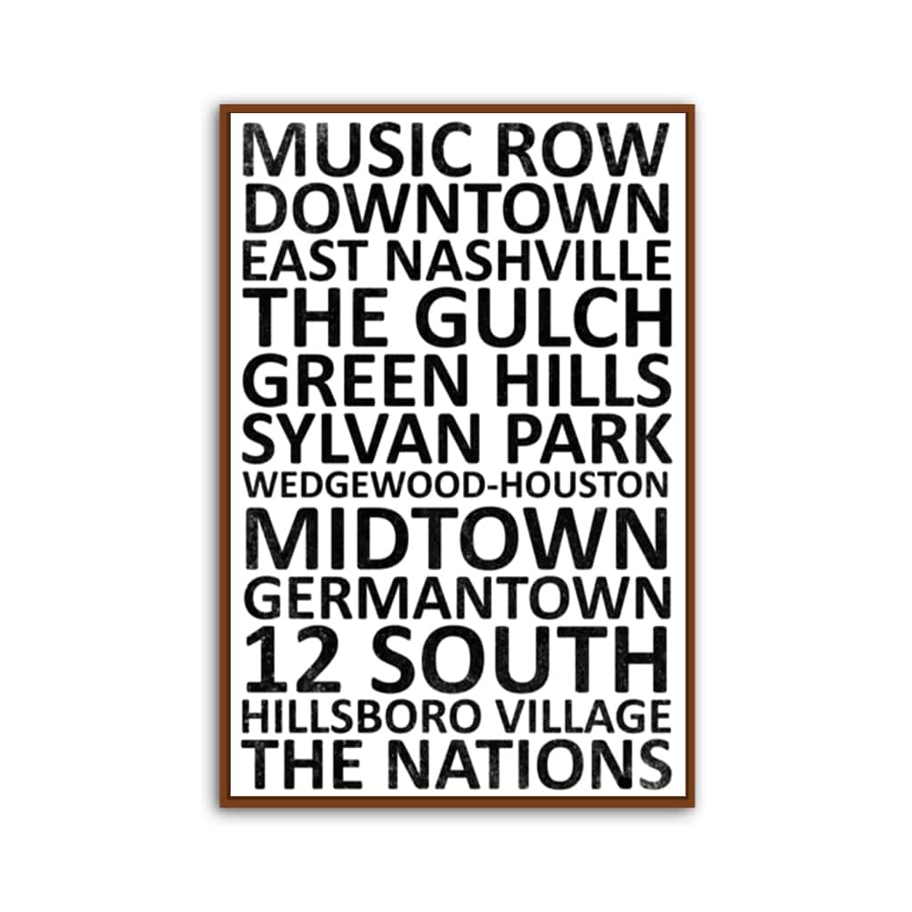 Nashville Neighborhood Canvas Wall Art Print - White