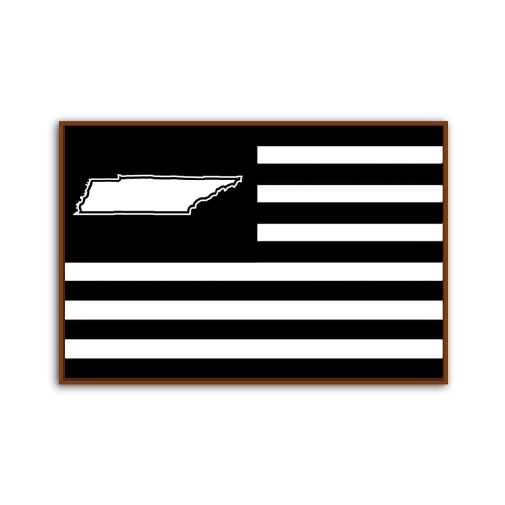 Black and White Tennessee American Flag Canvas Wall Art Print