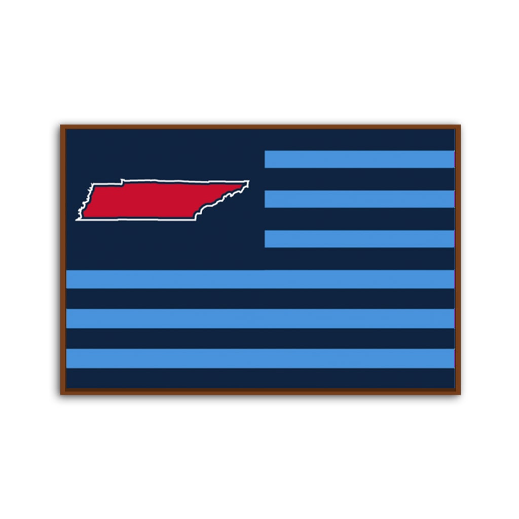 Navy and Light Blue Tennessee American Flag Canvas Wall Art Print