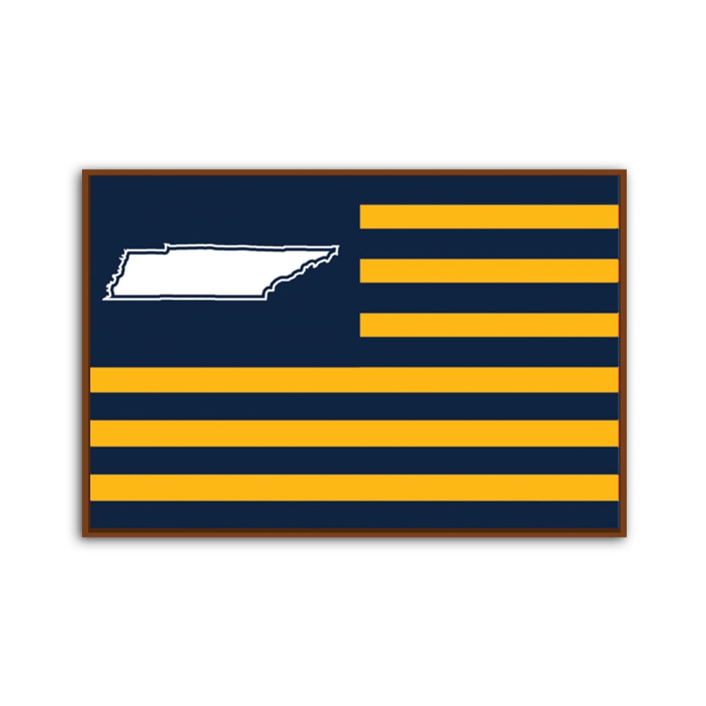 Navy and Yellow Tennessee American Flag Canvas Wall Art Print