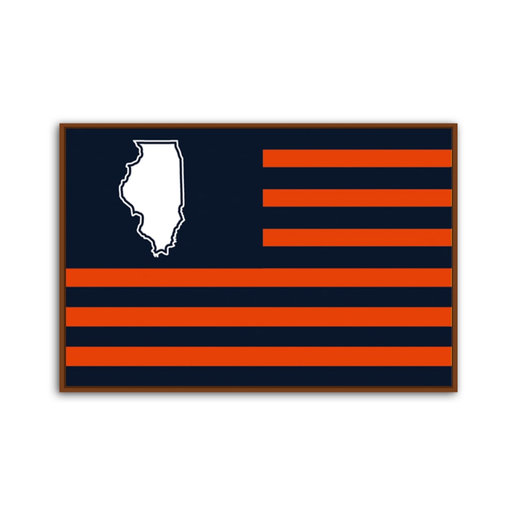 Navy and Orange Illinois American Flag Canvas Wall Art Print