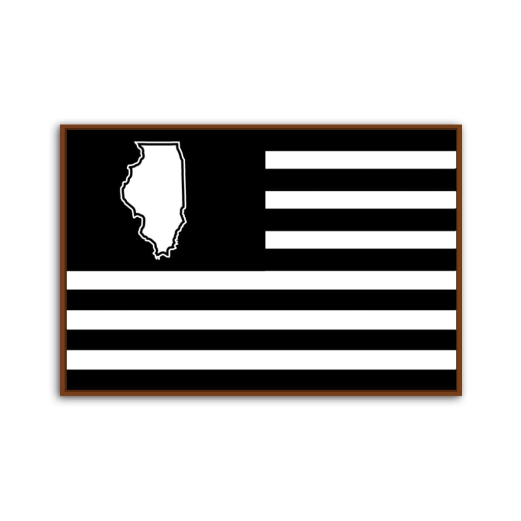 Black and White Illinois American Flag Canvas Wall Art Print