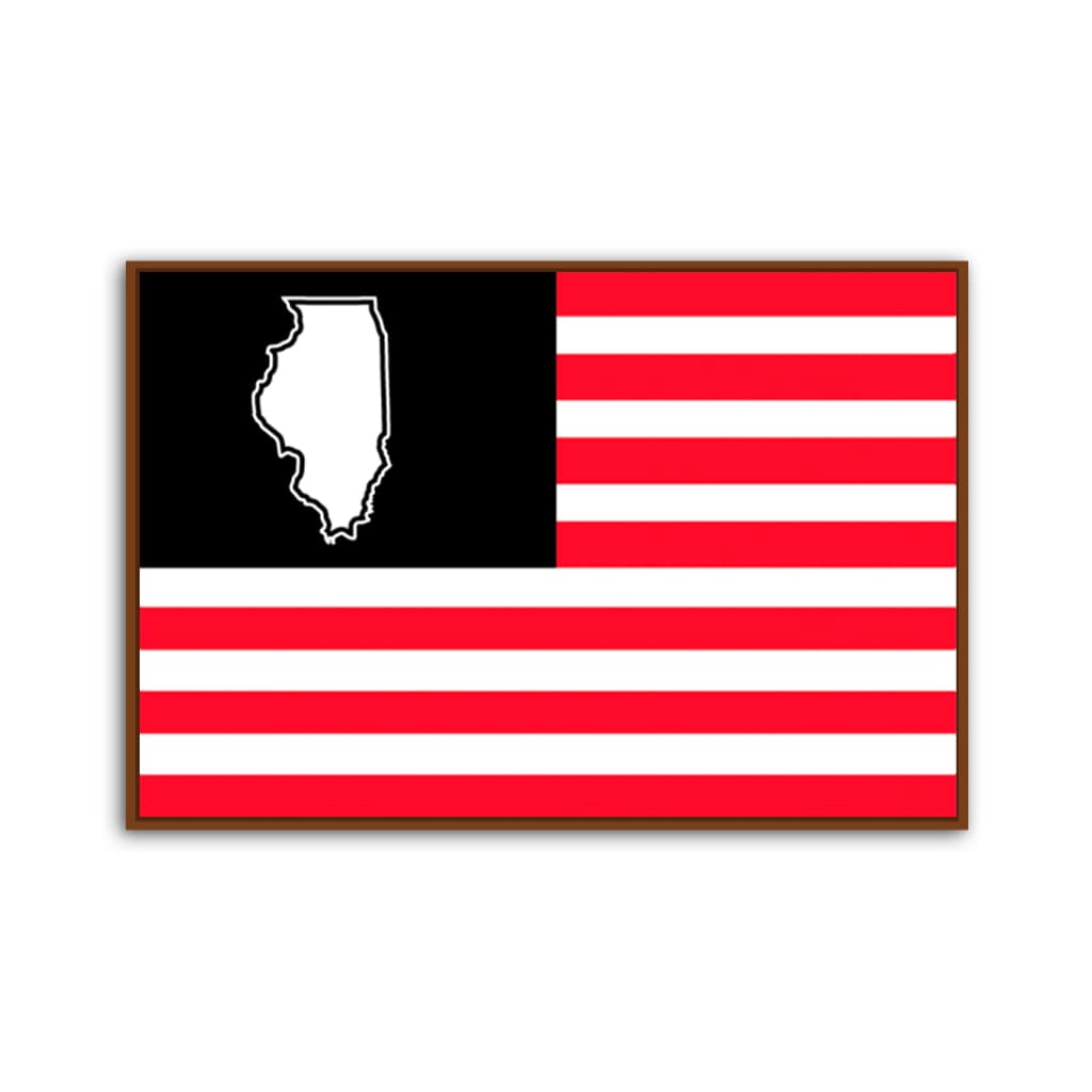 Black and Red Illinois American Flag Canvas Wall Art Print