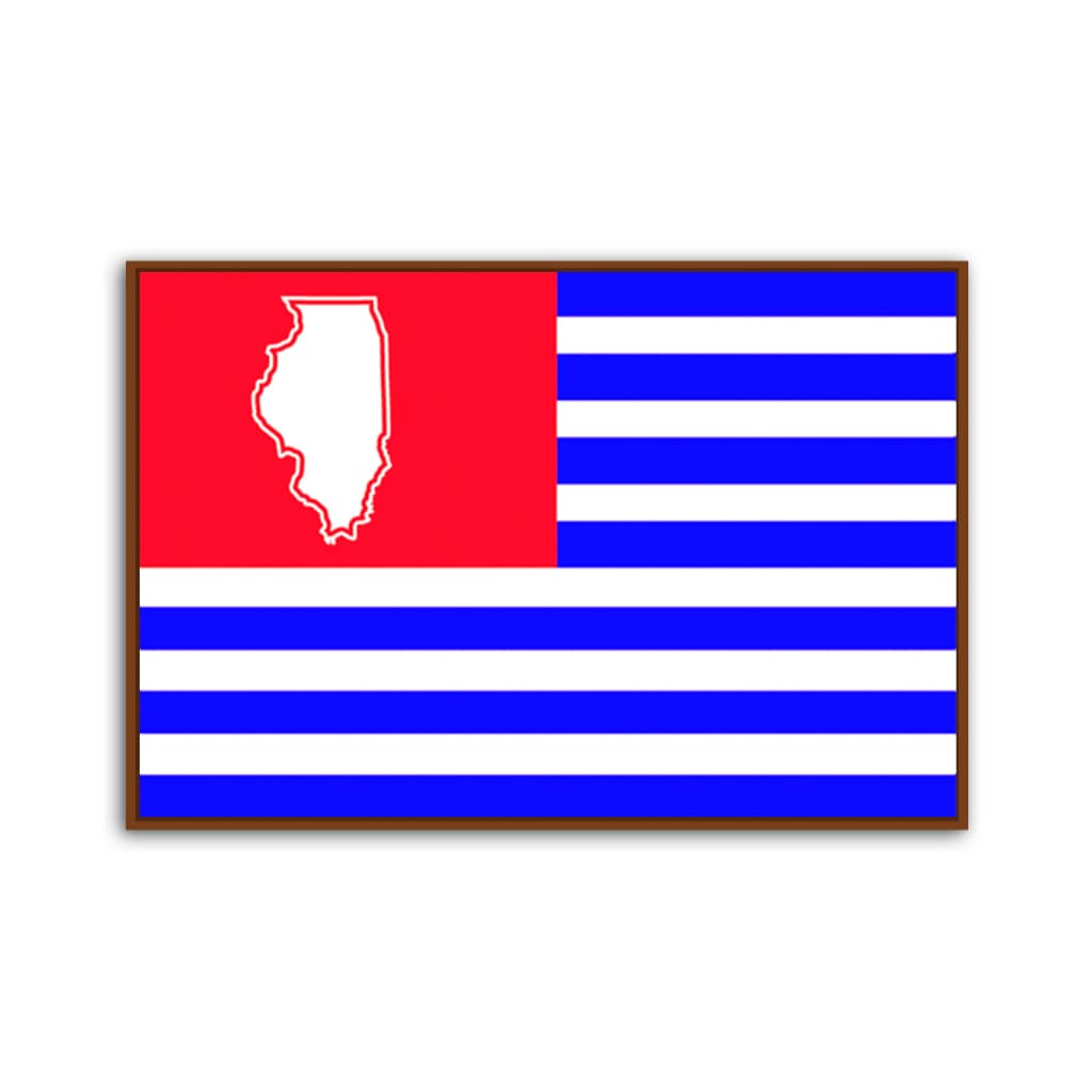 Blue and Red Illinois American Flag Canvas Wall Art Print