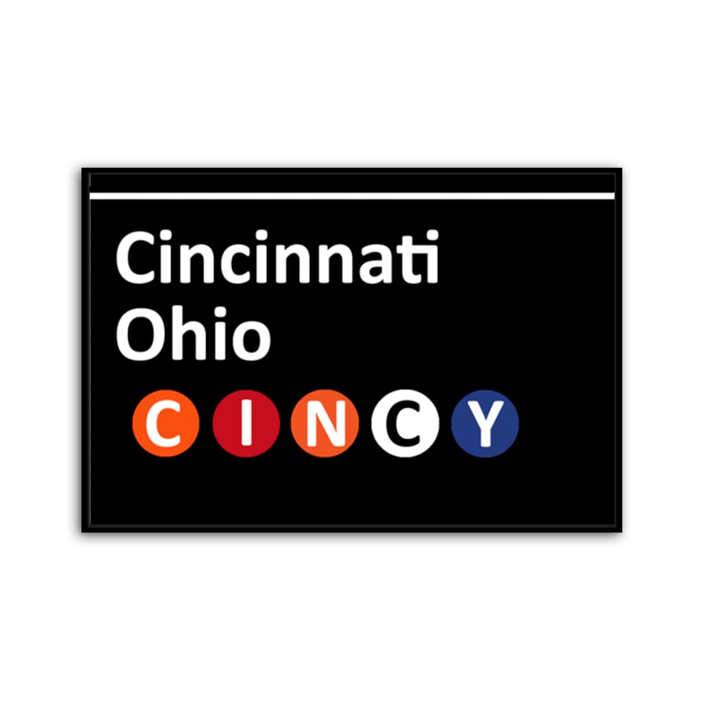 Cincinnati Subway Sign Canvas Wall Art Print - Black