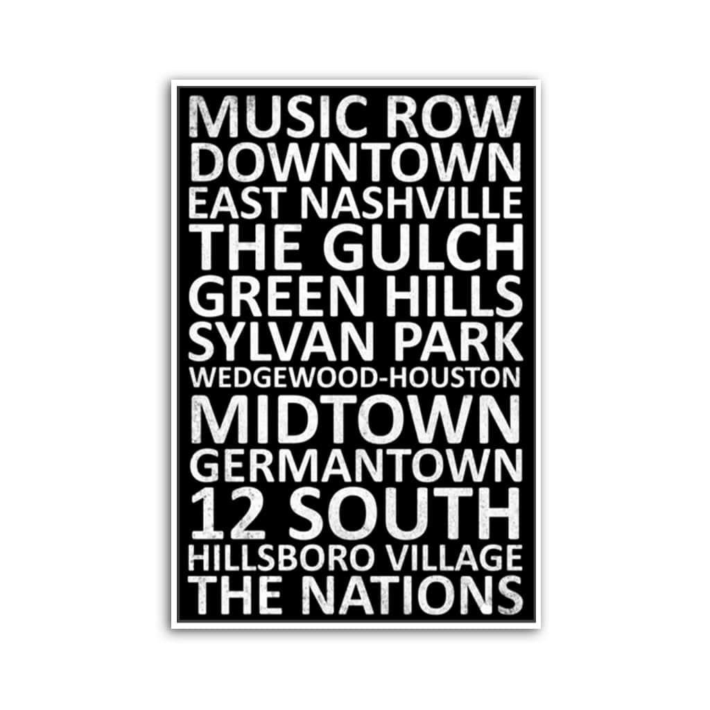 Nashville Neighborhood Canvas Wall Art Print - Black