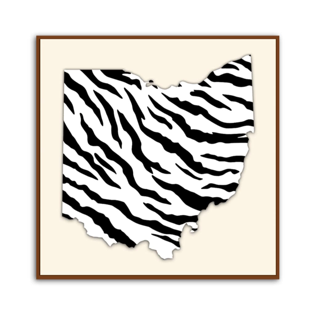 Ohio White Out Tiger Stripe Silhouette Canvas Wall Art Print