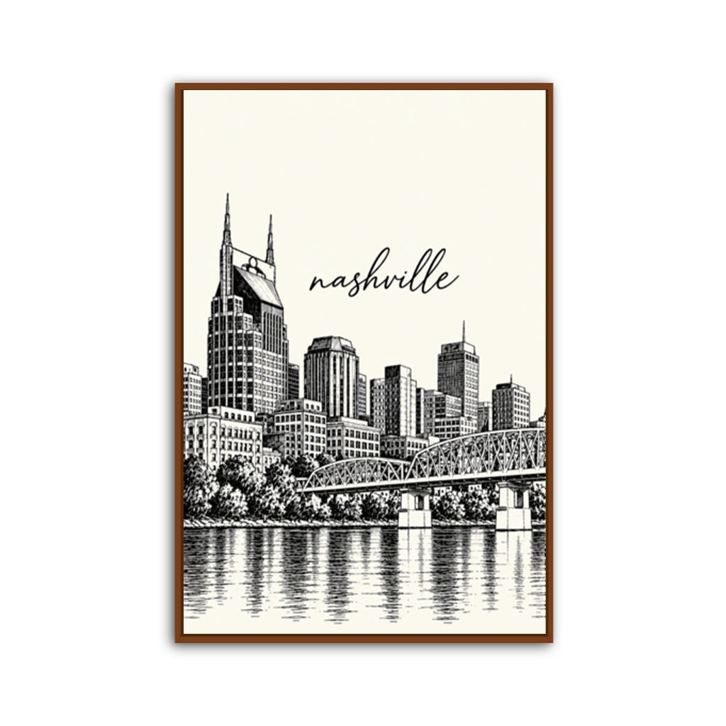 Nashville Sketch Canvas Wall Art Print