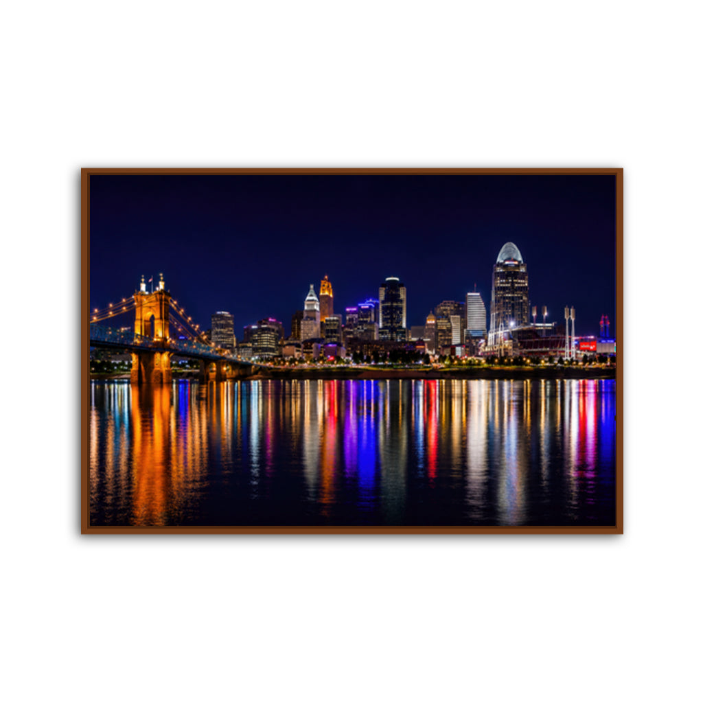 Cincinnati Skyline Night Canvas Wall Art Print