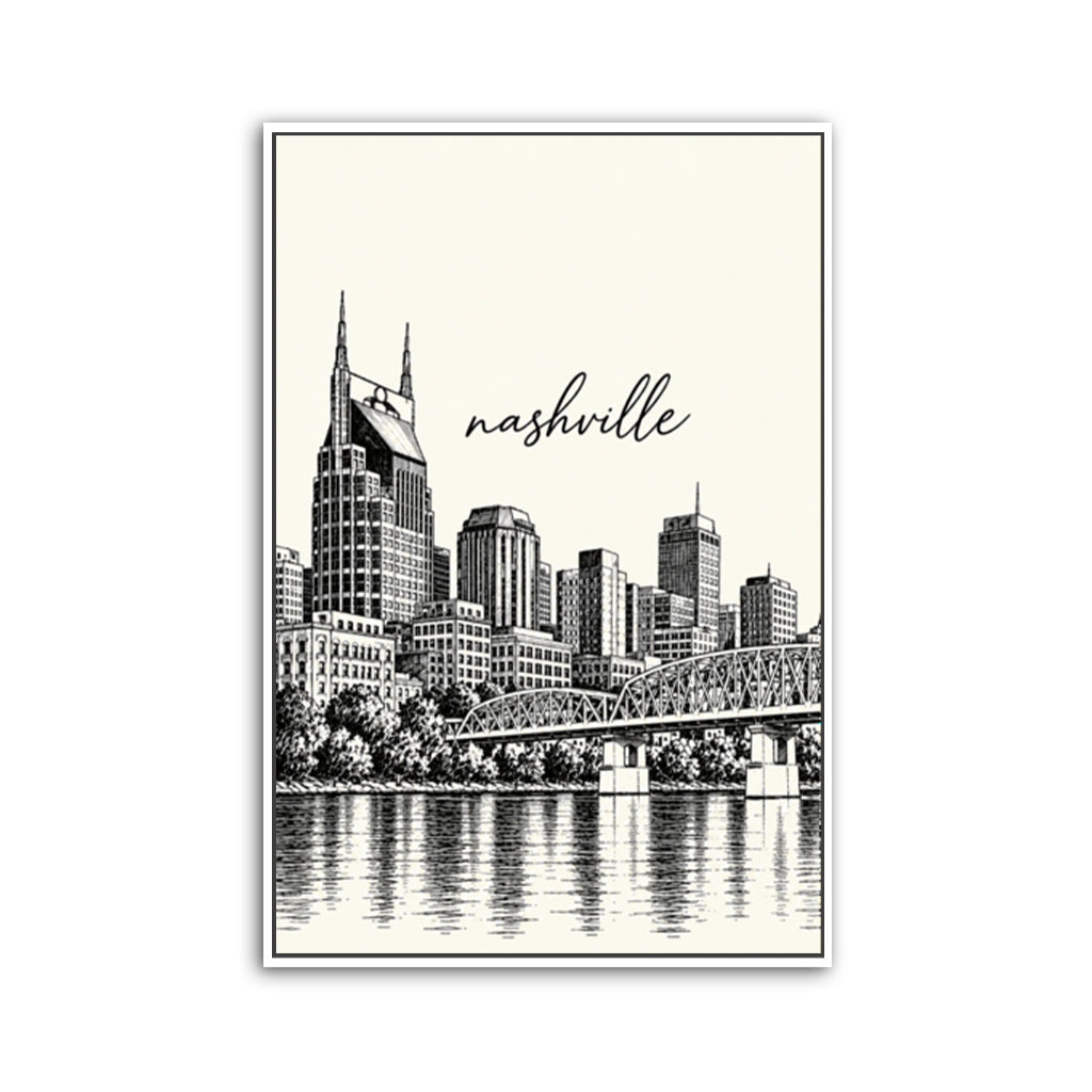 Nashville Sketch Canvas Wall Art Print