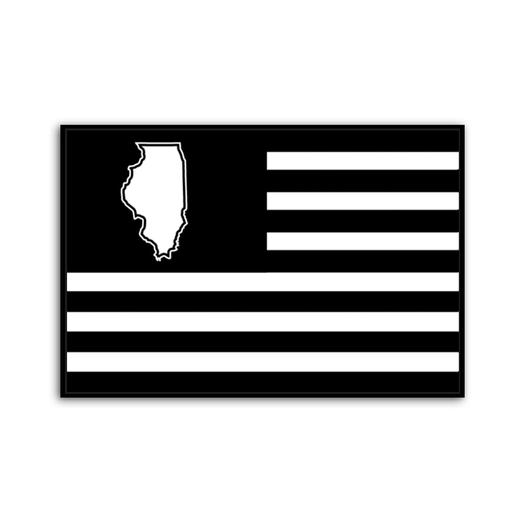 Black and White Illinois American Flag Canvas Wall Art Print