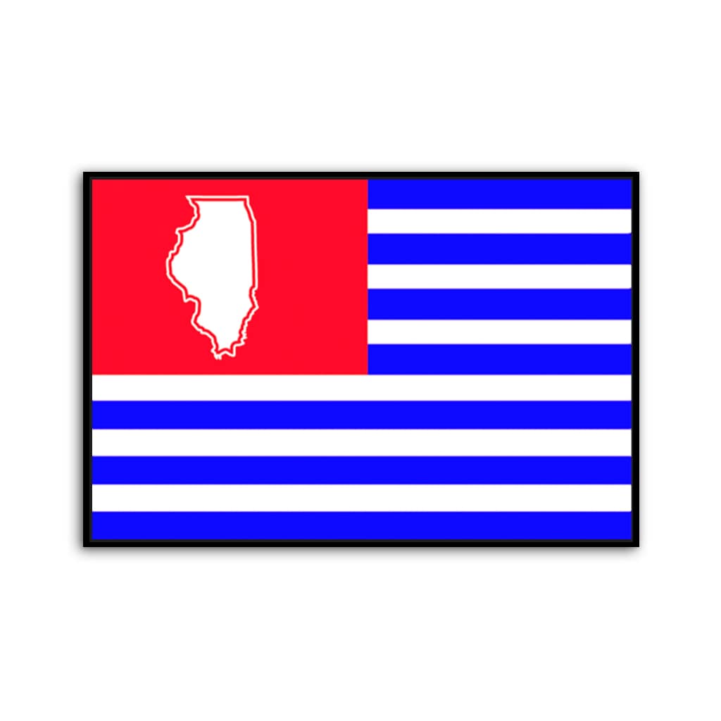 Blue and Red Illinois American Flag Canvas Wall Art Print