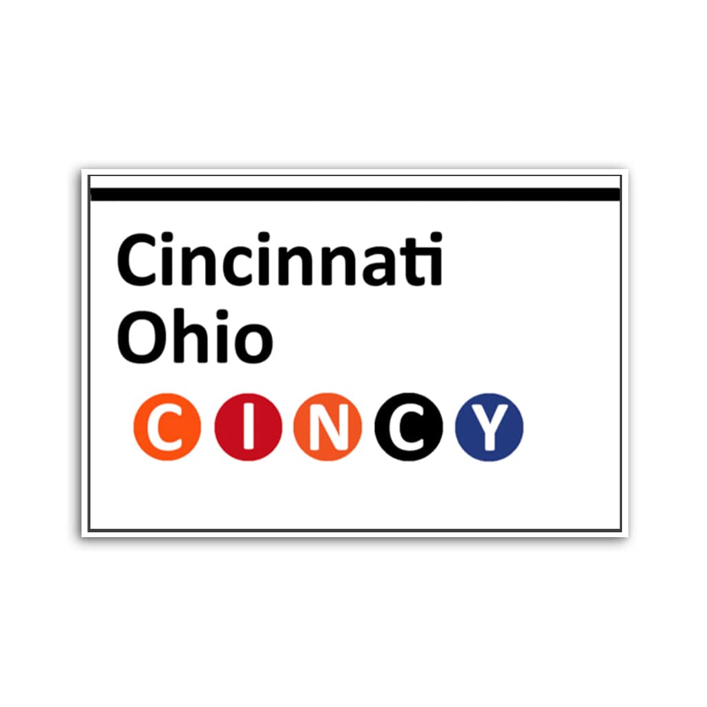 Cincinnati Subway Sign Canvas Wall Art Print - White