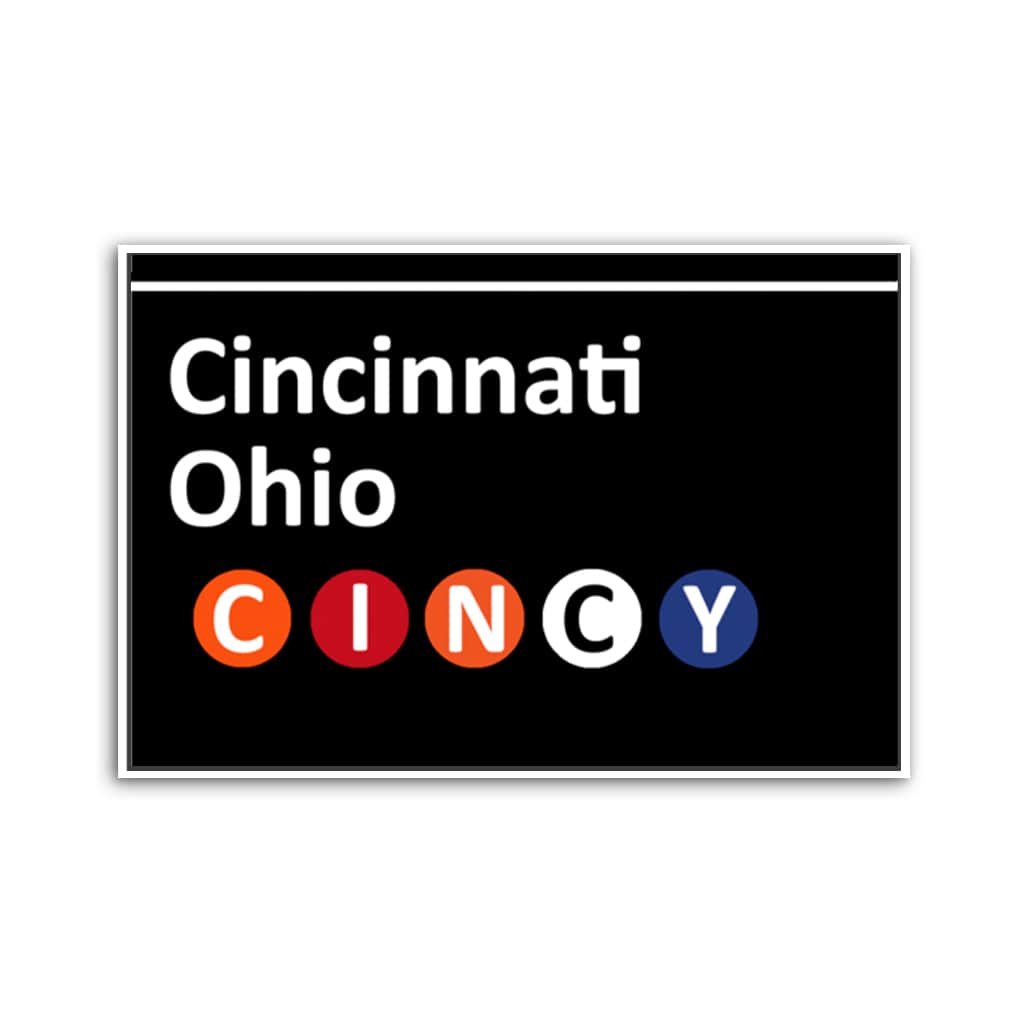 Cincinnati Subway Sign Canvas Wall Art Print - Black