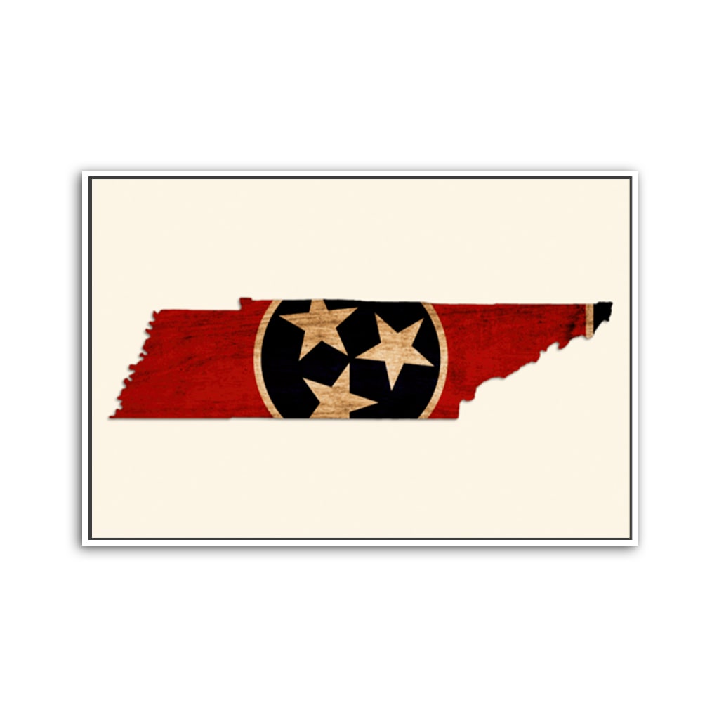 Rustic Tennessee Flag Silhouette Canvas Wall Art Print