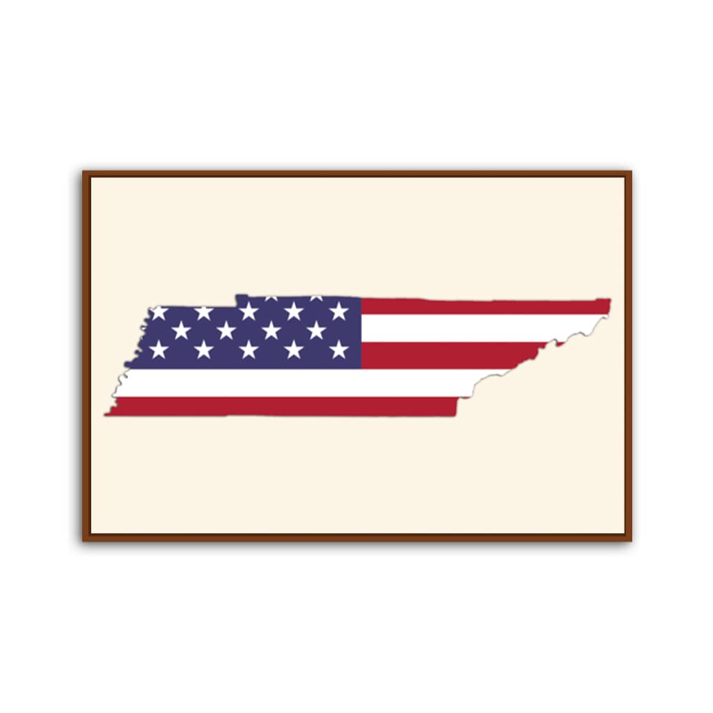 Tennessee American Flag Silhouette Canvas Wall Art Print