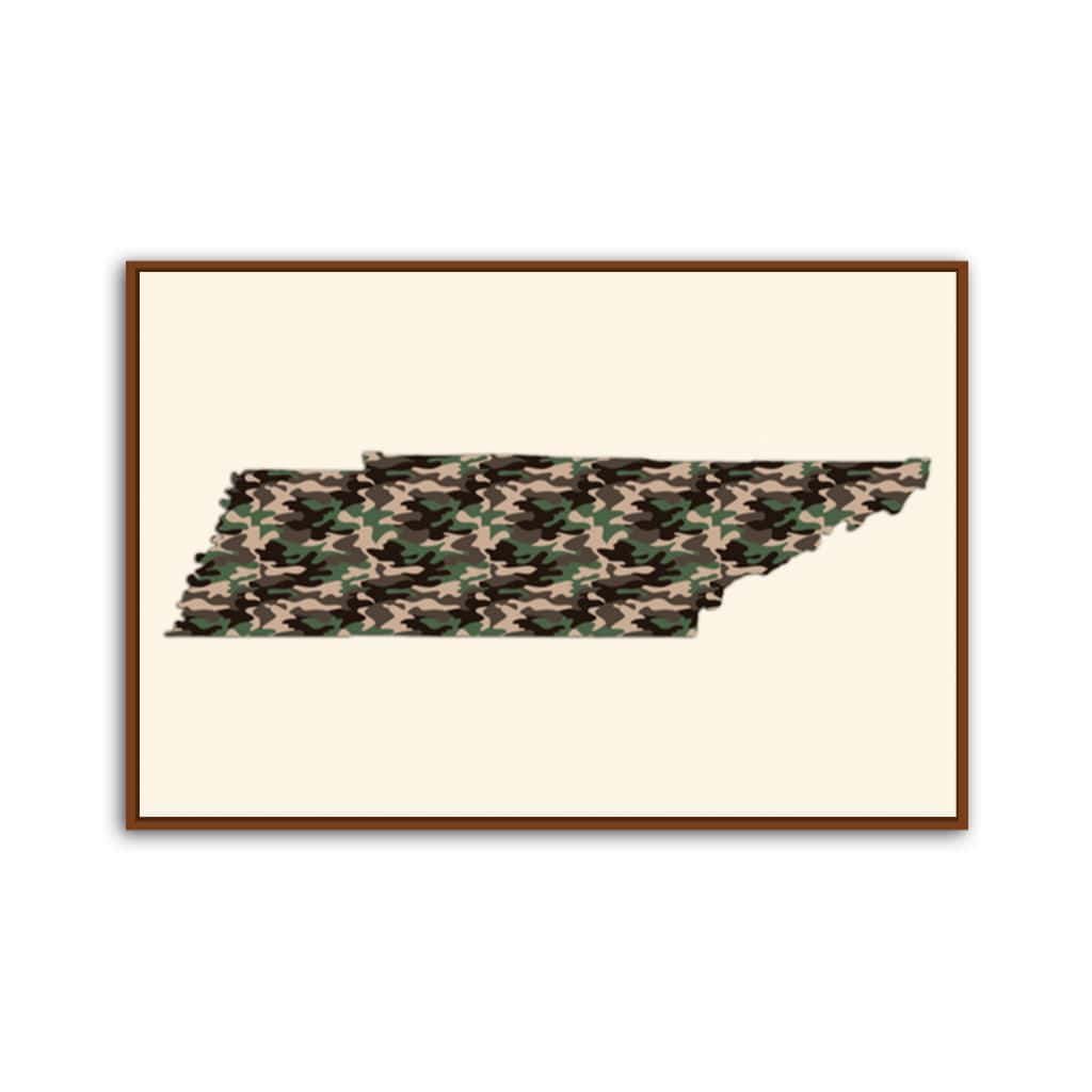 Tennessee Woodland Camo Silhouette Canvas Wall Art Print