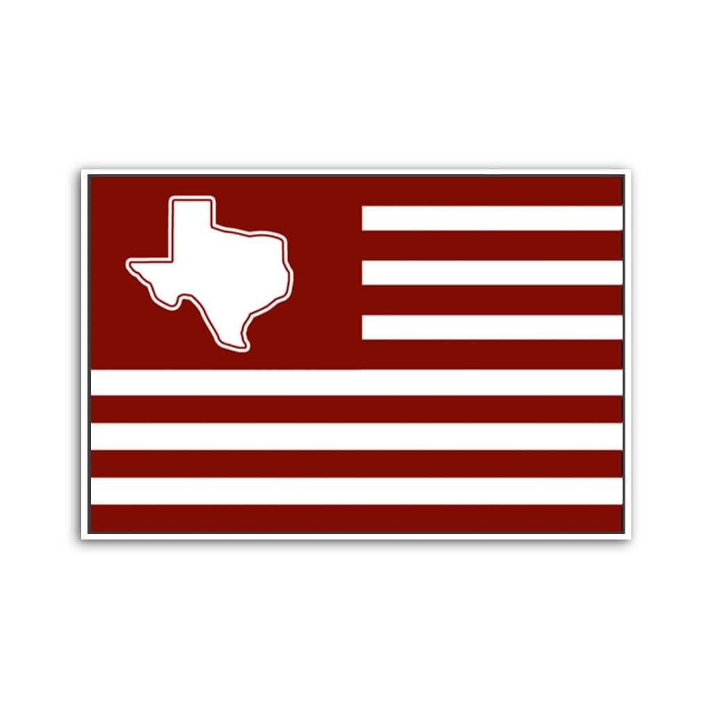 Maroon and White Texas American Flag Canvas Wall Art Print