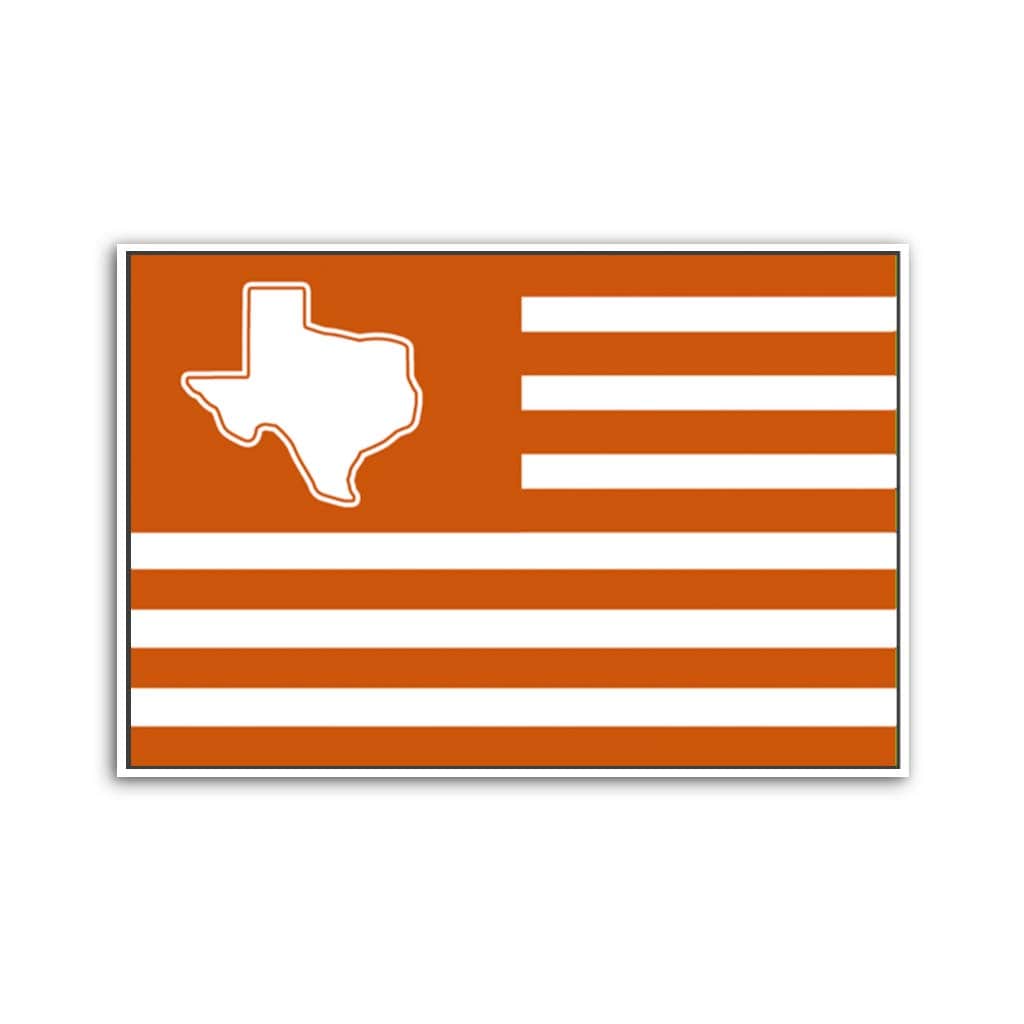 Burnt Orange and White Texas American Flag Canvas Wall Art Print