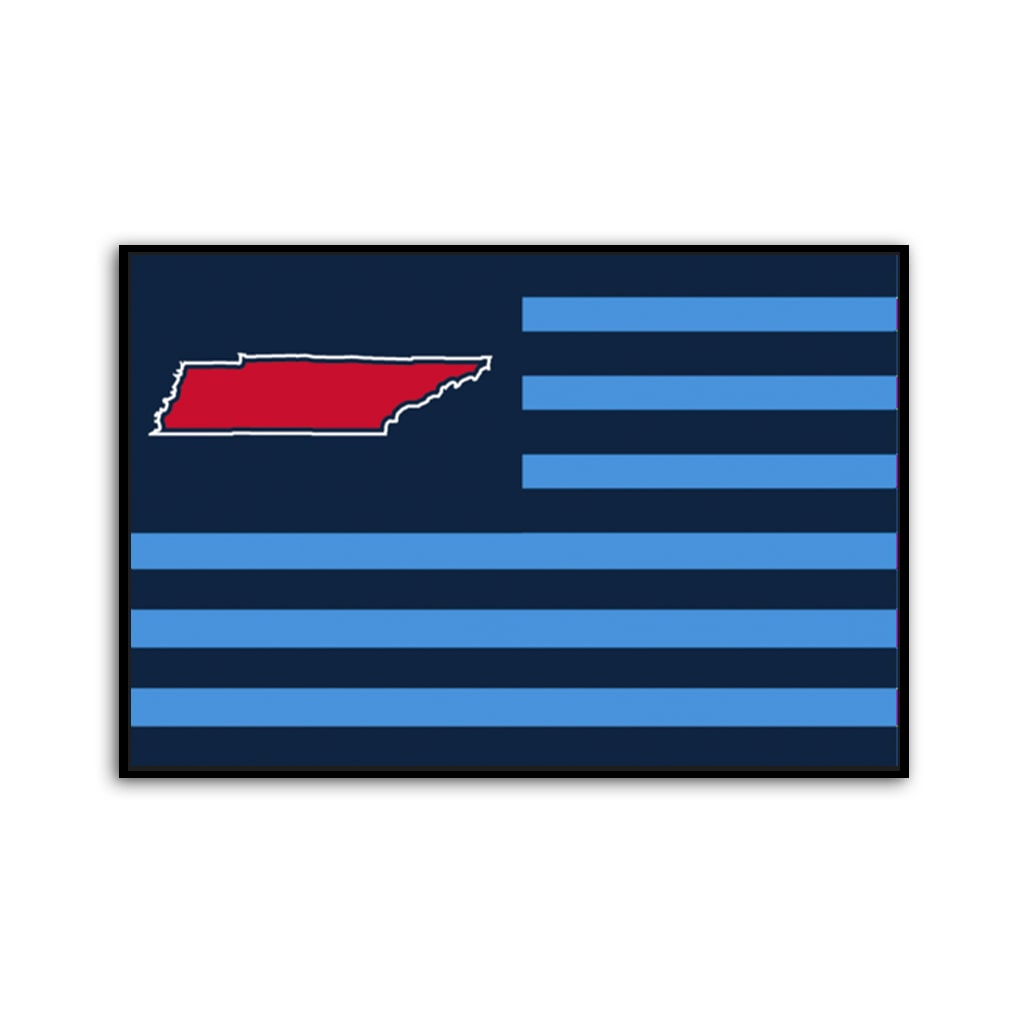 Navy and Light Blue Tennessee American Flag Canvas Wall Art Print