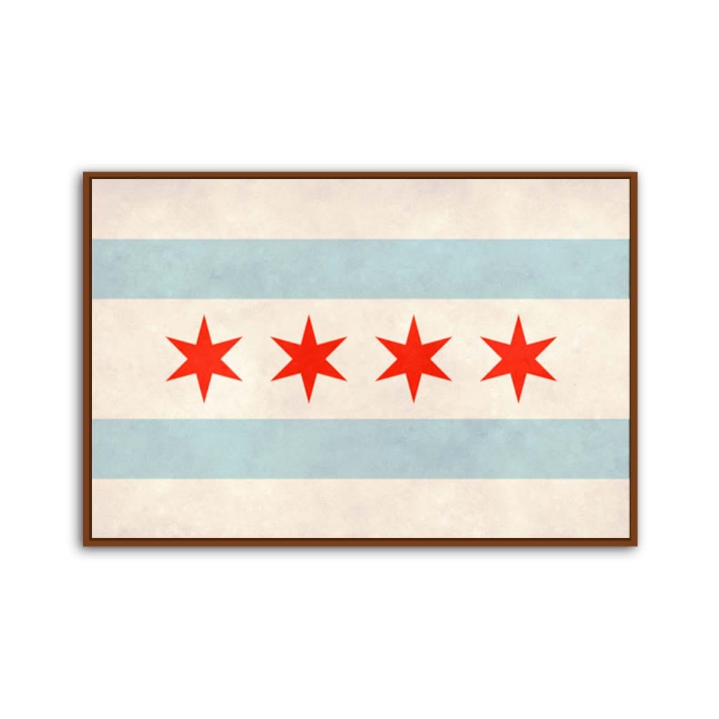 Distressed Chicago Flag Canvas Wall Art Print