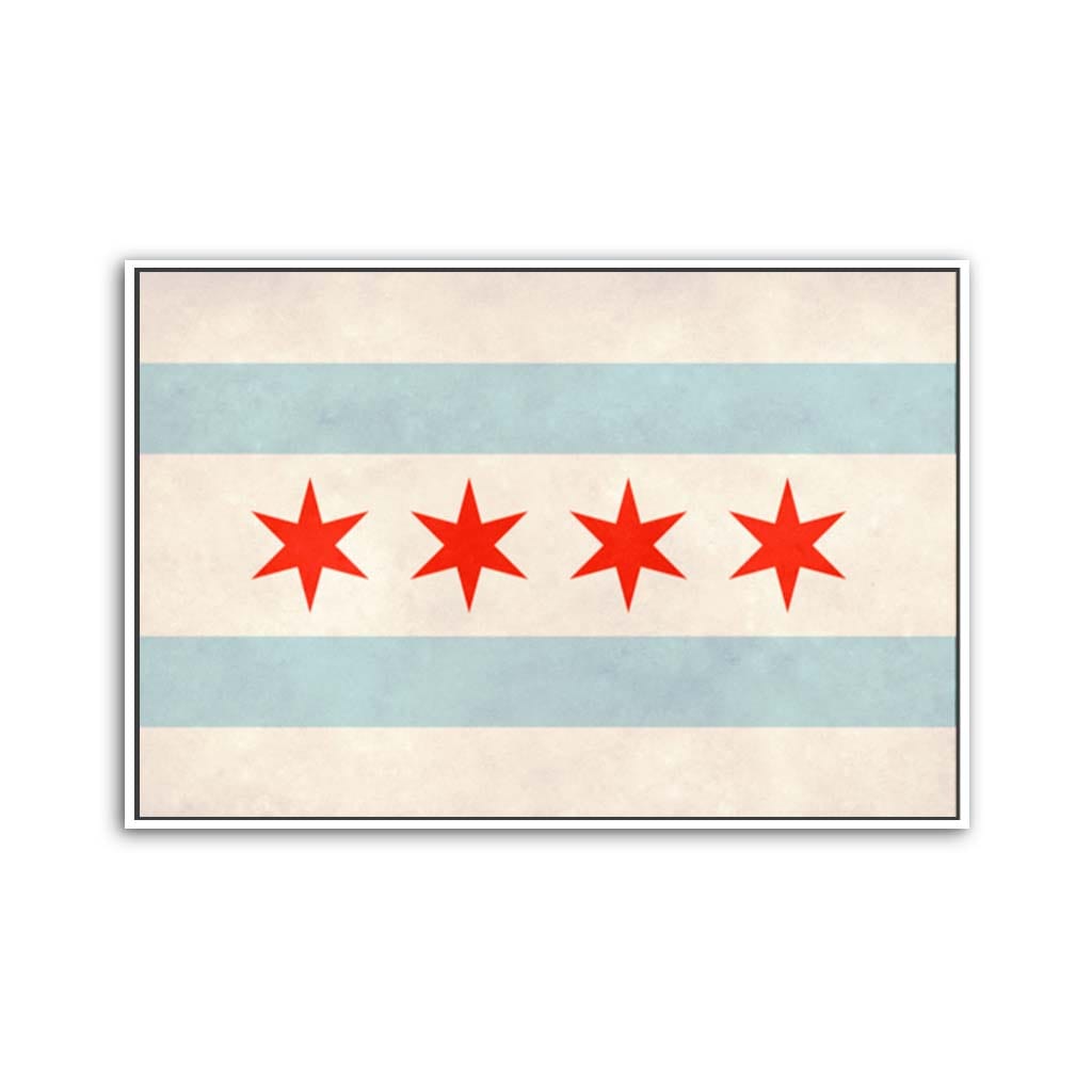 Distressed Chicago Flag Canvas Wall Art Print