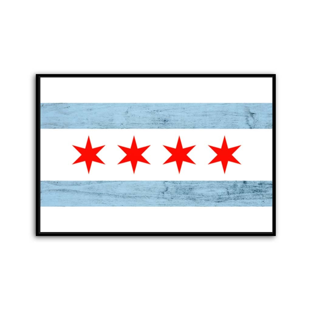 Rustic Chicago Flag Canvas Wall Art Print
