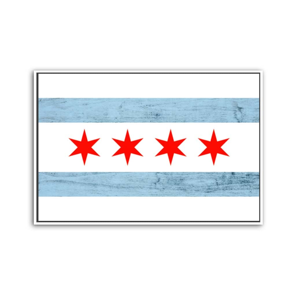 Rustic Chicago Flag Canvas Wall Art Print